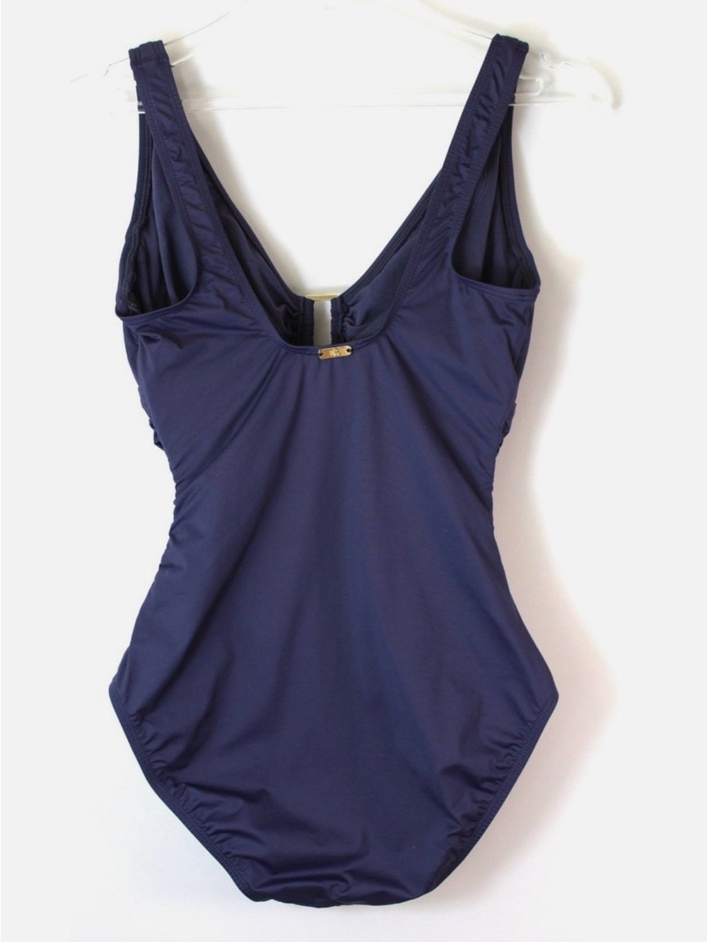 Lauren Ralph Lauren Shirred Ring-Front One-Piece NAVY - NEW - Picture 6 of 9